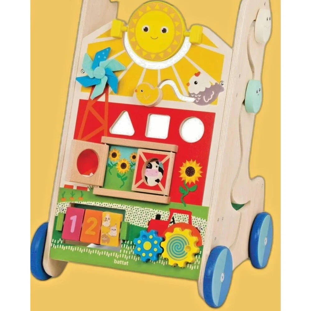 Battat Farm Footsteps Wooden Activity Baby Toddler Walker 12 Months+ NEW